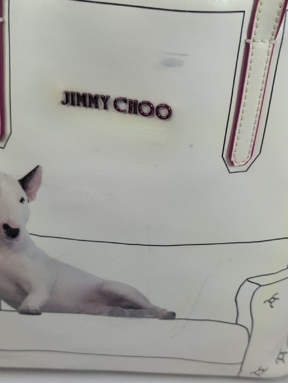 Jimmy Choo English Bull Terrier Print Sara Tote With Pouch - Picture 11 of 16